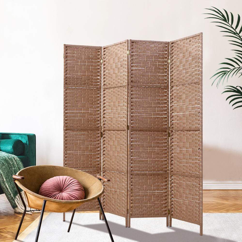 Artiss 4 Panel Room Divider Screen Privacy Timber Foldable Dividers Stand Natural - Newstart Furniture