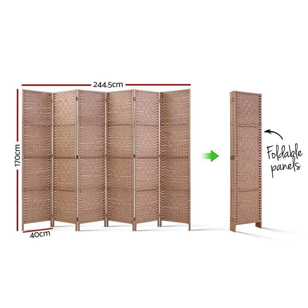 Artiss 6 Panel Room Divider Screen Privacy Timber Foldable Dividers Stand Natural - Newstart Furniture