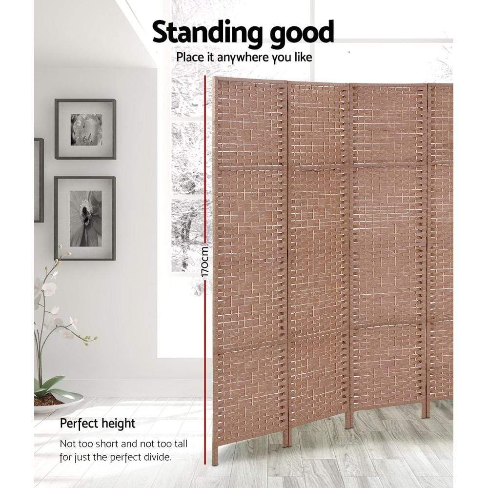 Artiss 6 Panel Room Divider Screen Privacy Timber Foldable Dividers Stand Natural - Newstart Furniture