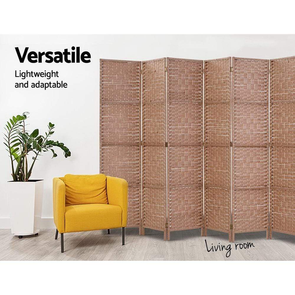 Artiss 6 Panel Room Divider Screen Privacy Timber Foldable Dividers Stand Natural - Newstart Furniture