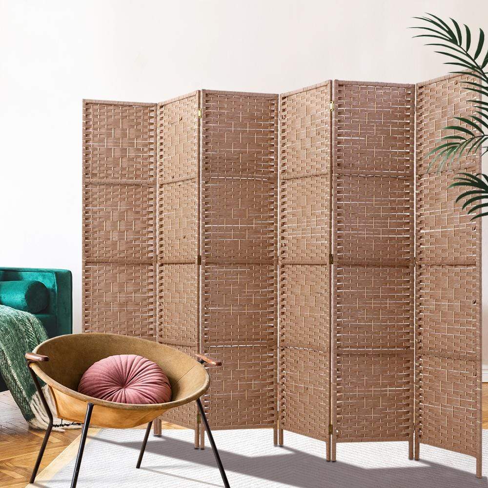 Artiss 6 Panel Room Divider Screen Privacy Timber Foldable Dividers Stand Natural - Newstart Furniture