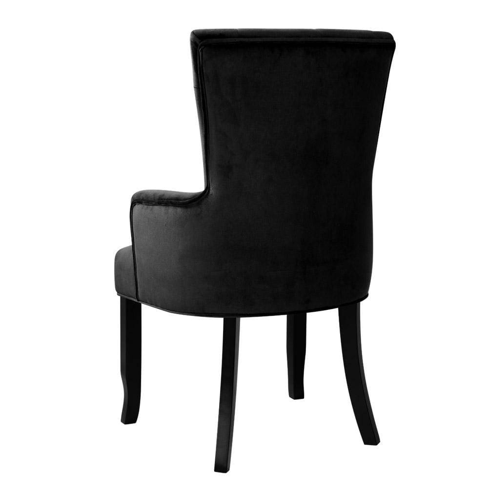 Artiss Dining Chairs French Provincial Chair Velvet Fabric Timber Retro Black - Newstart Furniture
