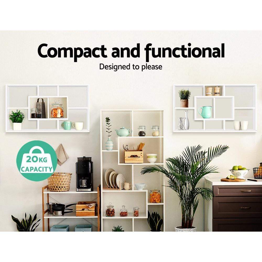 Artiss Floating Wall Shelf DIY Mount Storage Bookshelf Display Rack White - Newstart Furniture