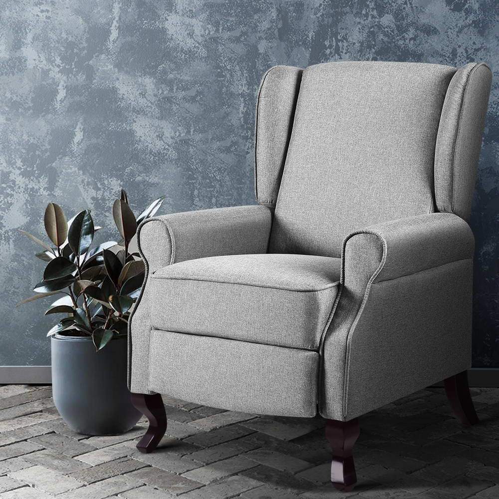 Artiss Recliner Chair Luxury Lounge Armchair Single Sofa Couch Fabric Grey - Newstart Furniture