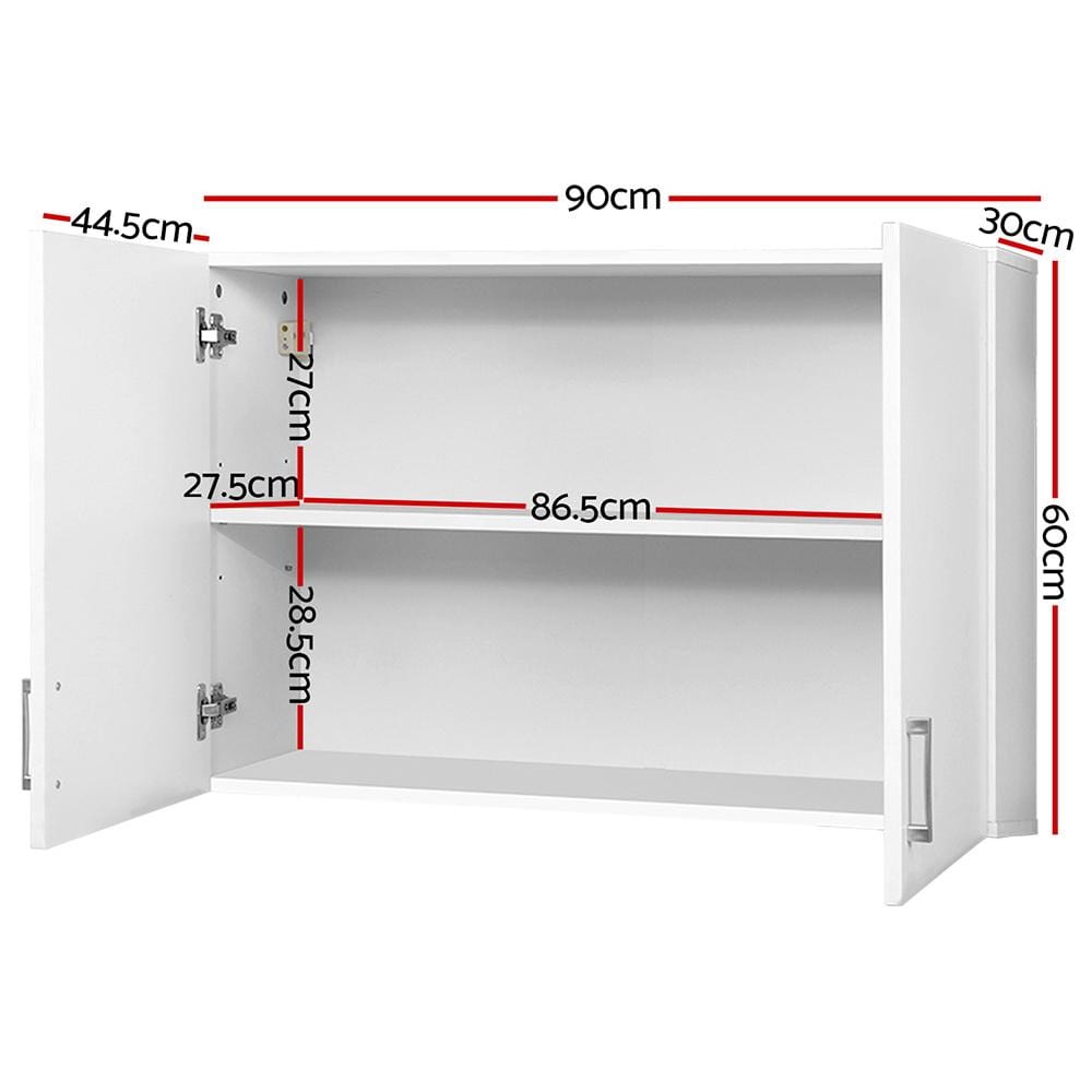 Cefito Wall Cabinet Storage Bathroom Kitchen Bedroom Cupboard Organiser White - Newstart Furniture