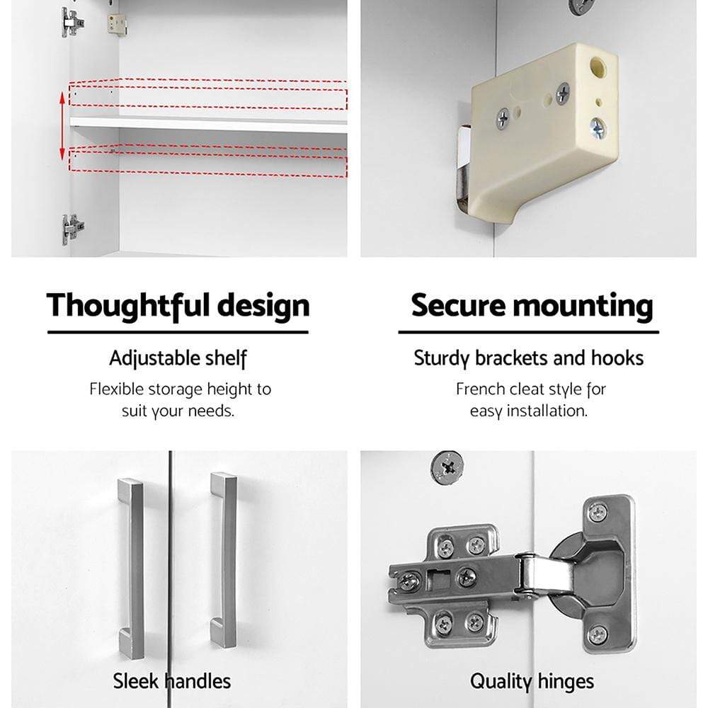 Cefito Wall Cabinet Storage Bathroom Kitchen Bedroom Cupboard Organiser White - Newstart Furniture