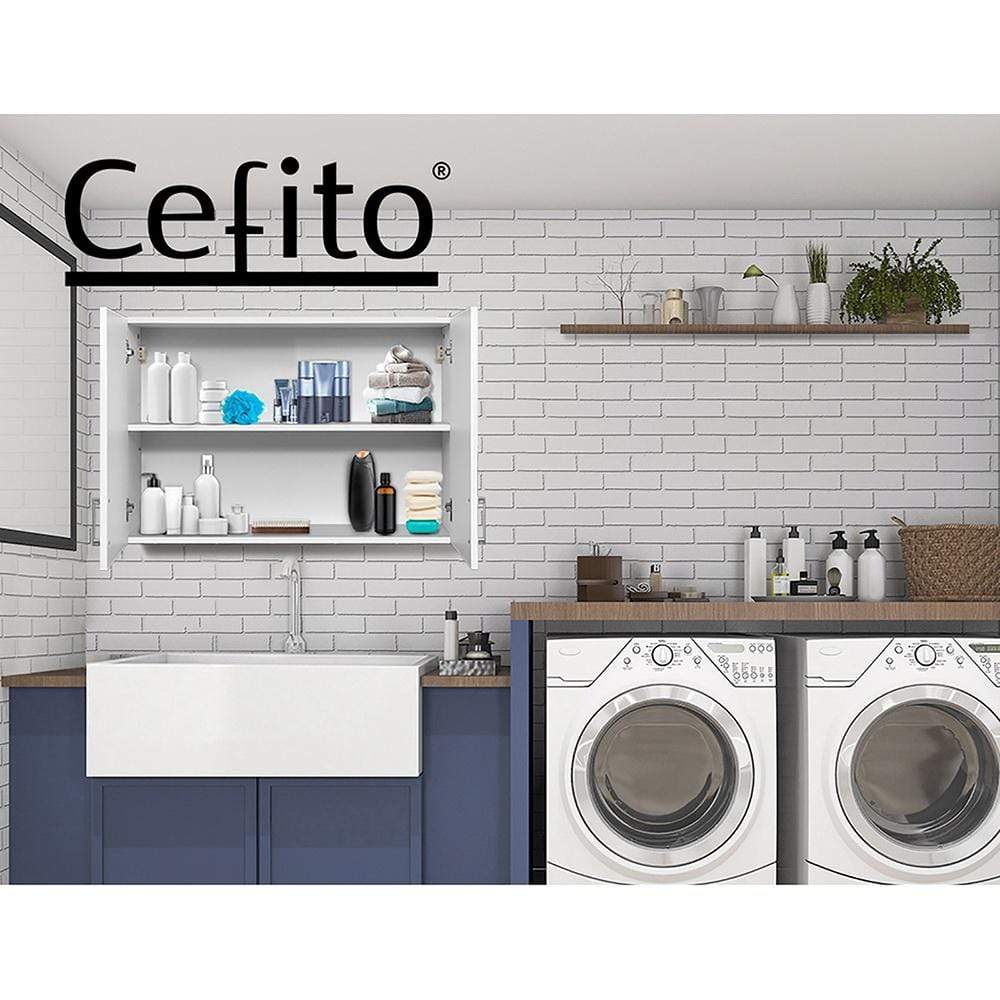 Cefito Wall Cabinet Storage Bathroom Kitchen Bedroom Cupboard Organiser White - Newstart Furniture