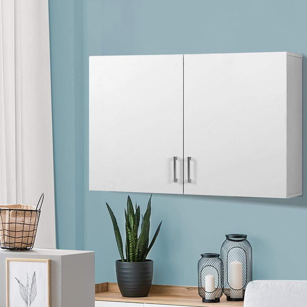 Cefito Wall Cabinet Storage Bathroom Kitchen Bedroom Cupboard Organiser White - Newstart Furniture