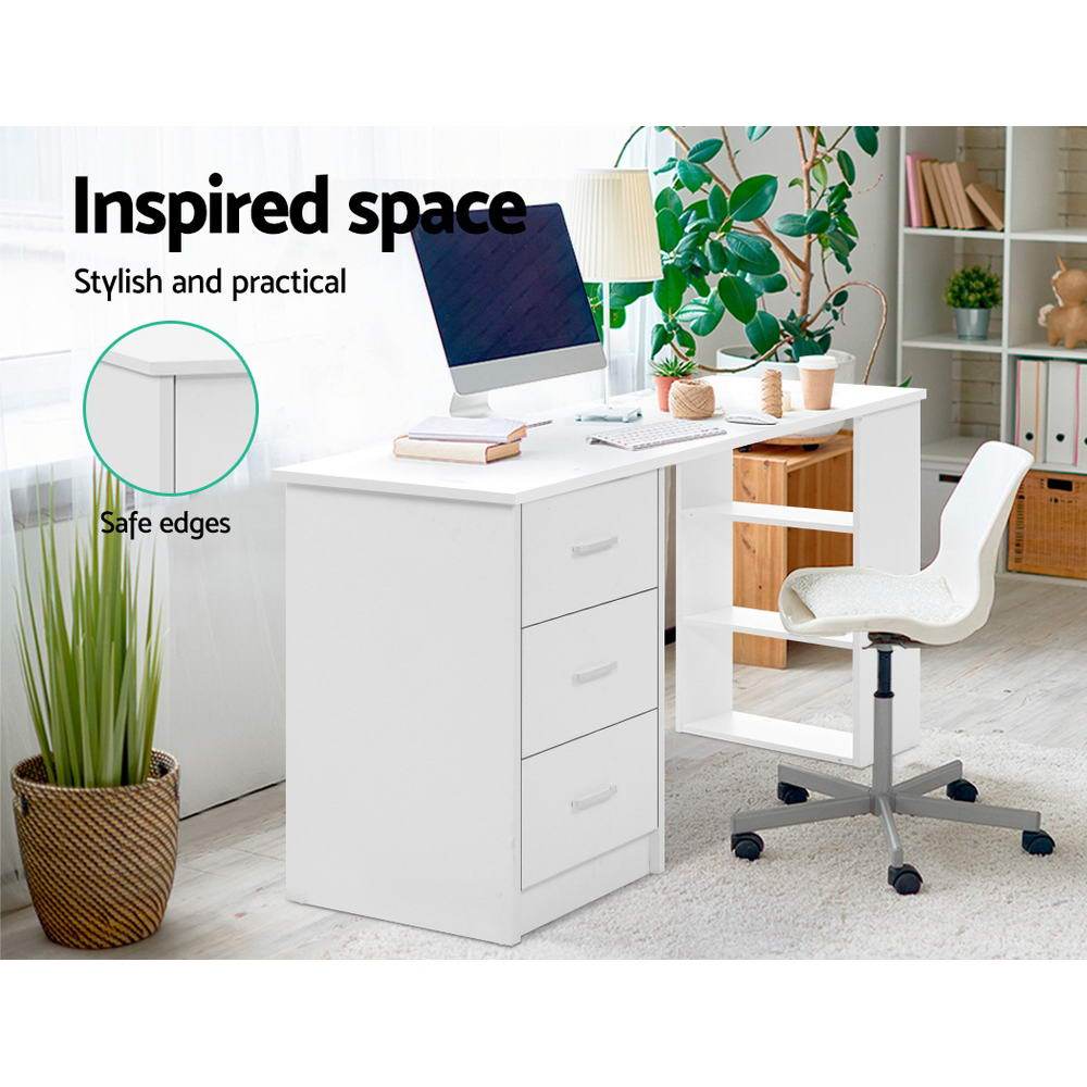 Artiss Office Computer Desk Student Study Table Workstation 3 Drawers Shelf 120cm - Newstart Furniture