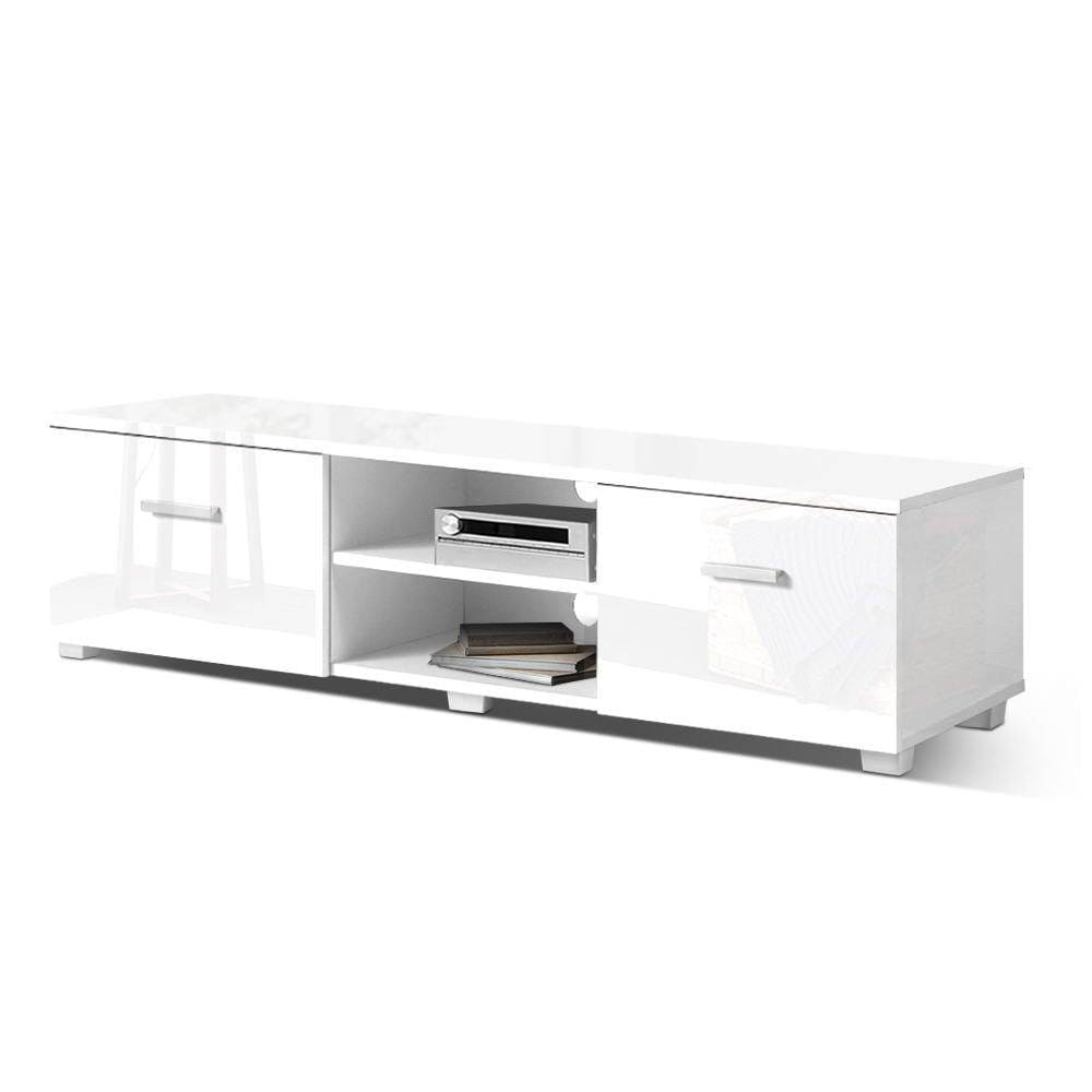 Artiss TV Cabinet Entertainment Unit Stand High Gloss Furniture Storage Drawers 140cm White - Newstart Furniture
