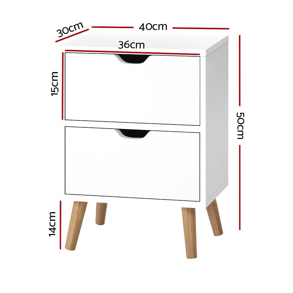Artiss Bedside Tables Drawers Side Table Nightstand White Storage Cabinet Wood - Newstart Furniture