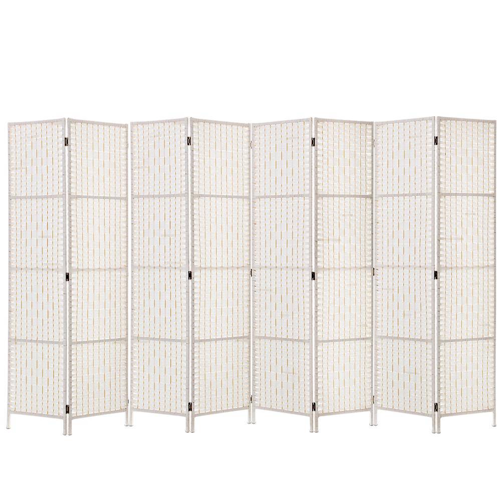 Artiss 8 Panel Room Divider Screen Privacy Timber Foldable Dividers Stand White - Newstart Furniture