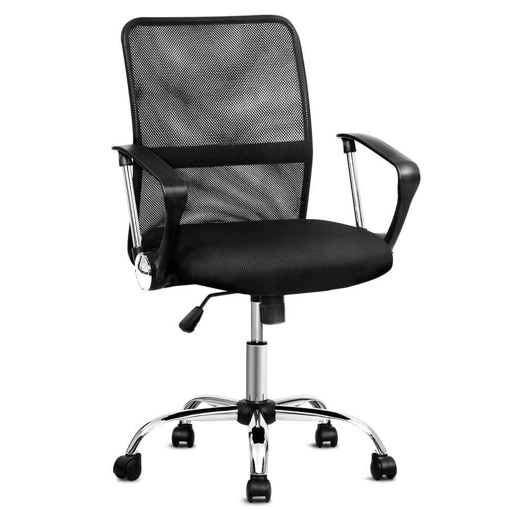 Artiss Office Chair Gaming Chair Computer Mesh Chairs Executive Mid Back Black - Newstart Furniture