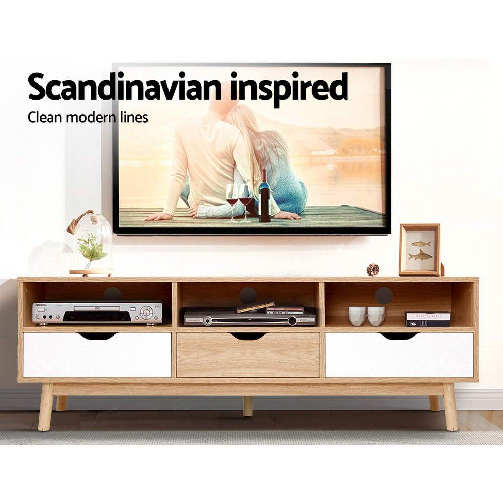 Artiss TV Cabinet Entertainment Unit Stand Wooden Storage 140cm Scandinavian - Newstart Furniture