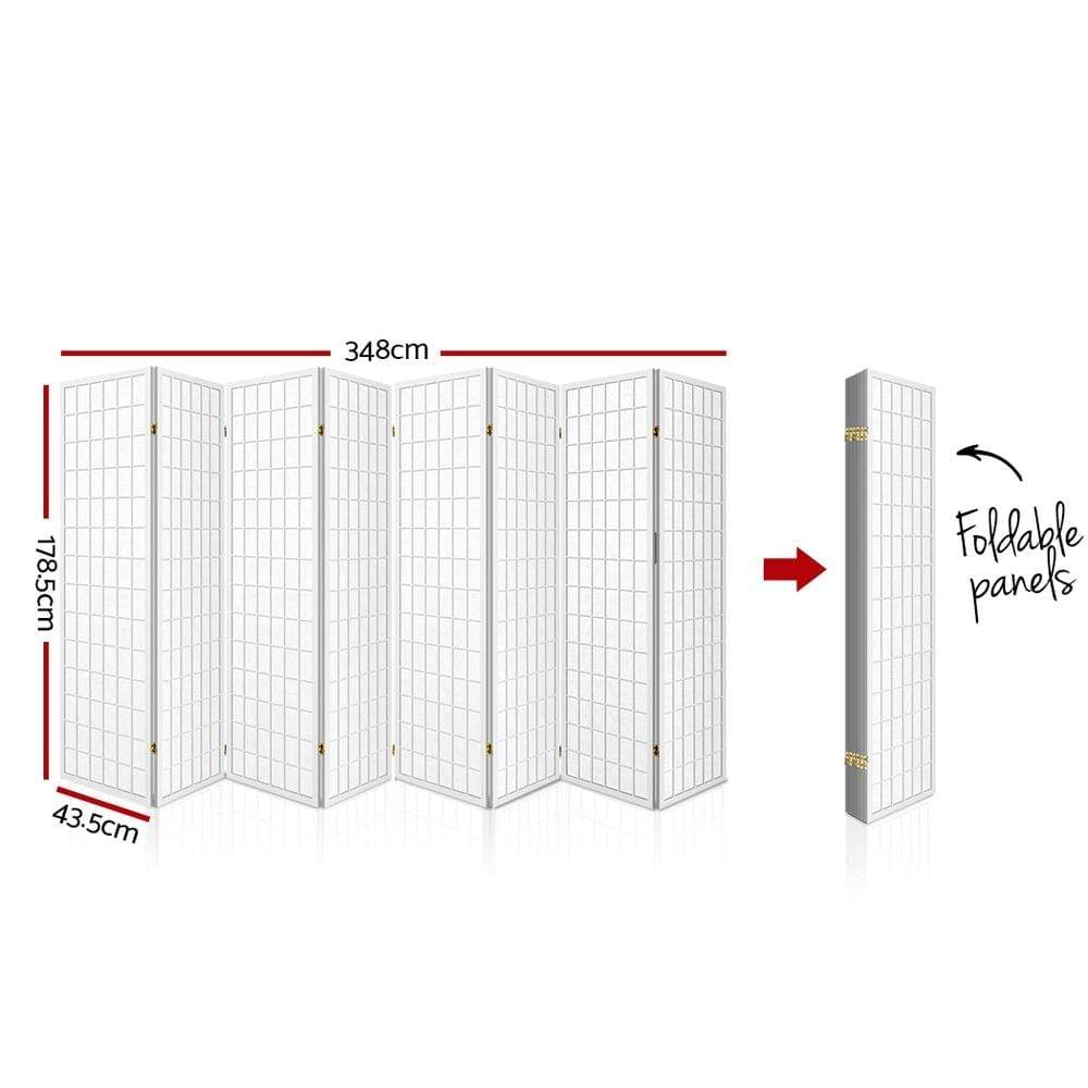 Artiss 8 Panel Room Divider Privacy Screen Dividers Stand Oriental Vintage White - Newstart Furniture