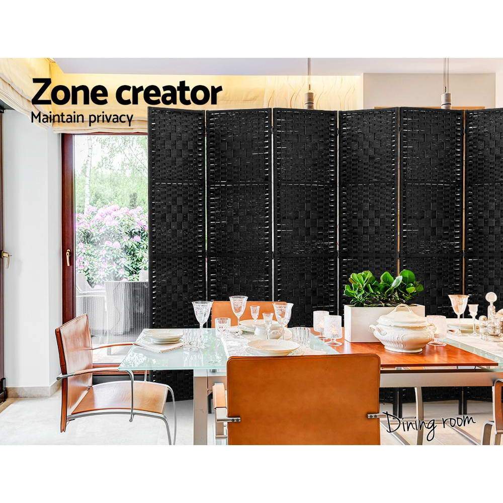 Artiss 8 Panel Room Divider Screen Privacy Timber Foldable Dividers Stand Black - Newstart Furniture