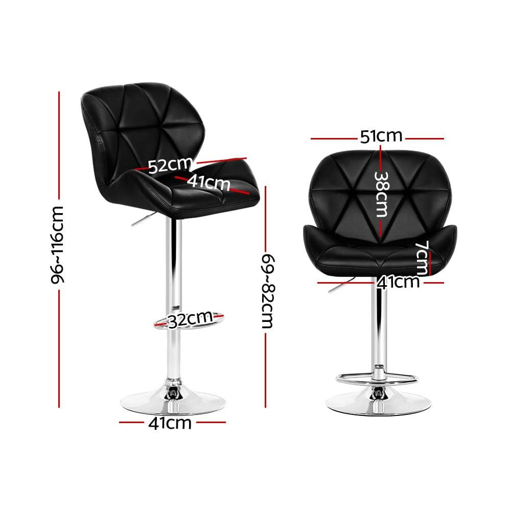 Artiss Set of 2 Kitchen Bar Stools - Black and Chrome - Newstart Furniture