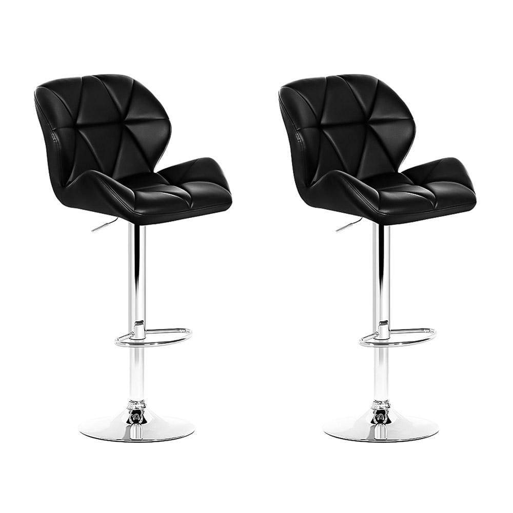 Artiss Set of 2 Kitchen Bar Stools - Black and Chrome - Newstart Furniture