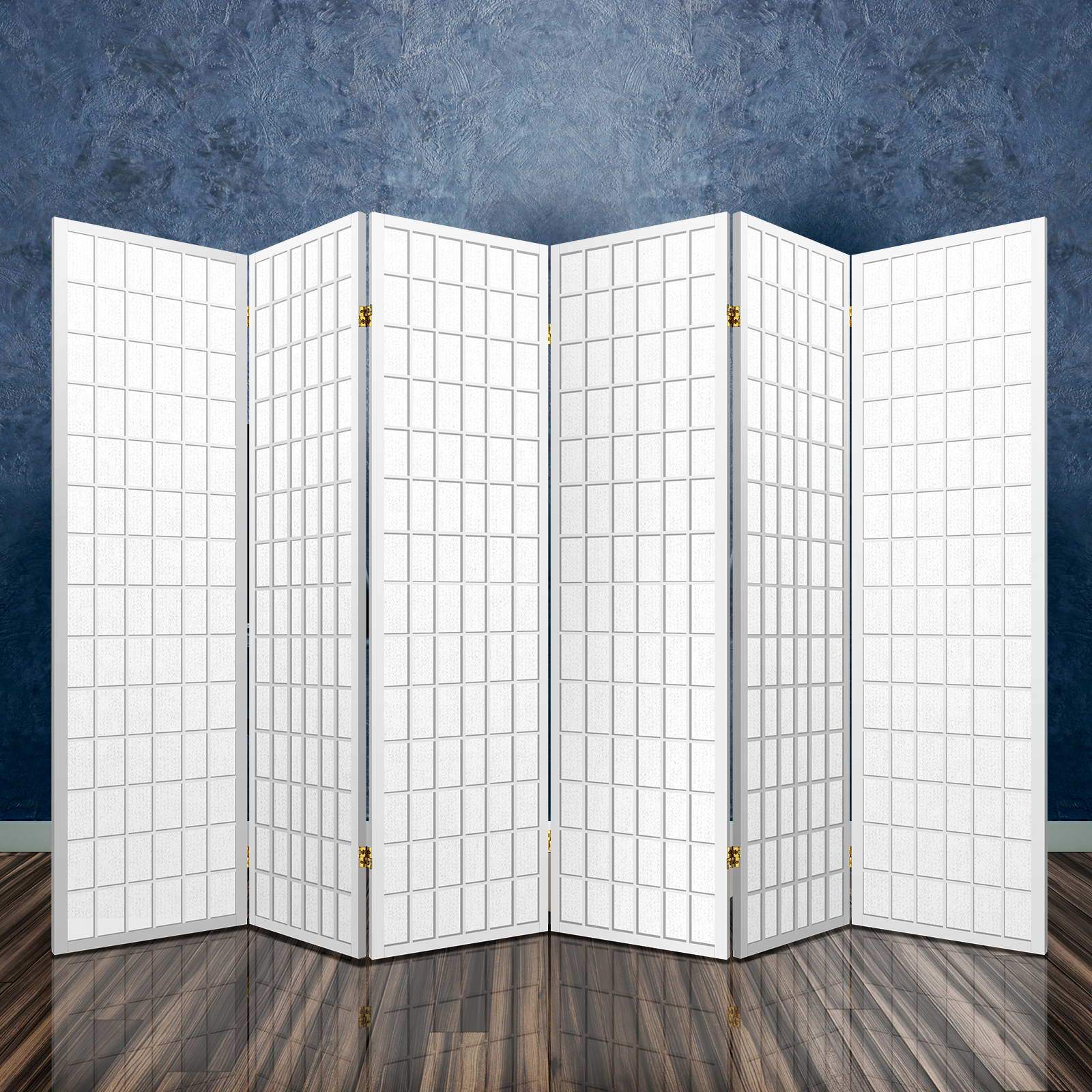 Artiss 6 Panel Room Divider Privacy Screen Foldable Pine Wood Stand White - Newstart Furniture