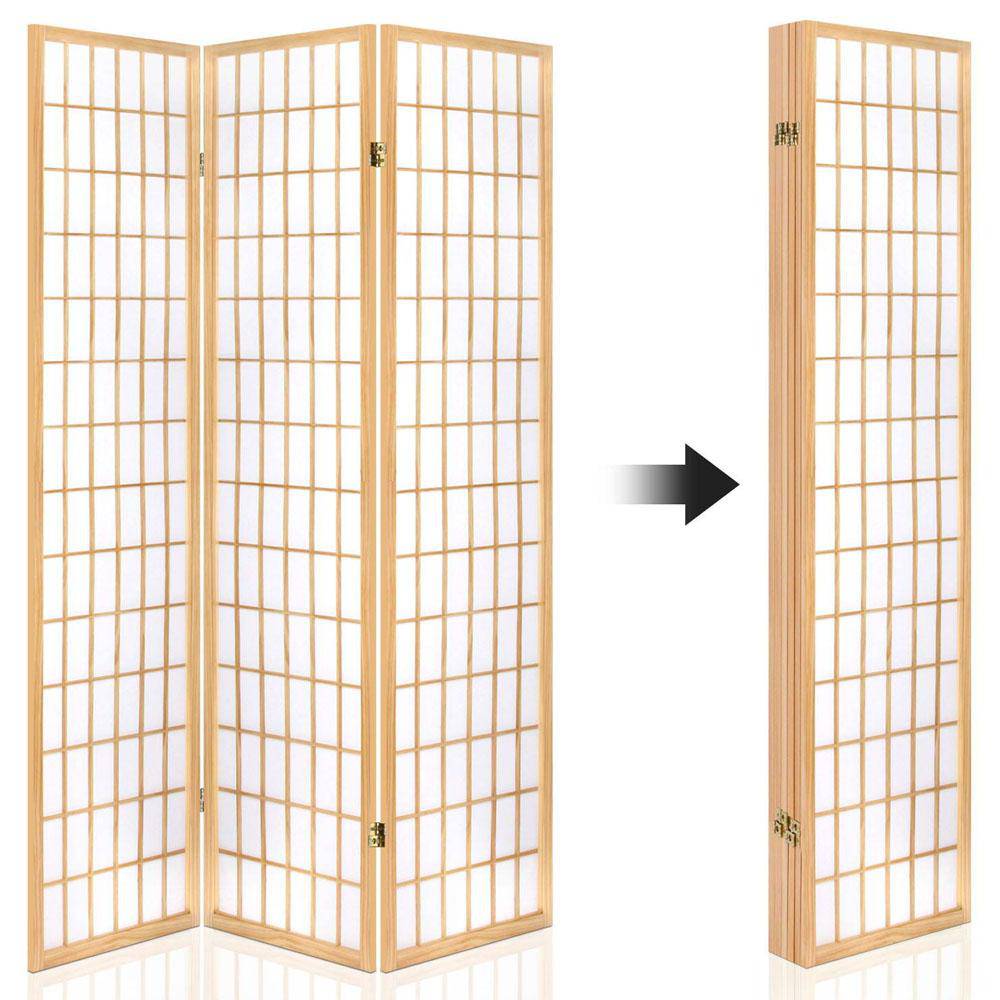 Artiss 6 Panel Room Divider Privacy Screen Foldable Pine Wood Stand Natural - Newstart Furniture