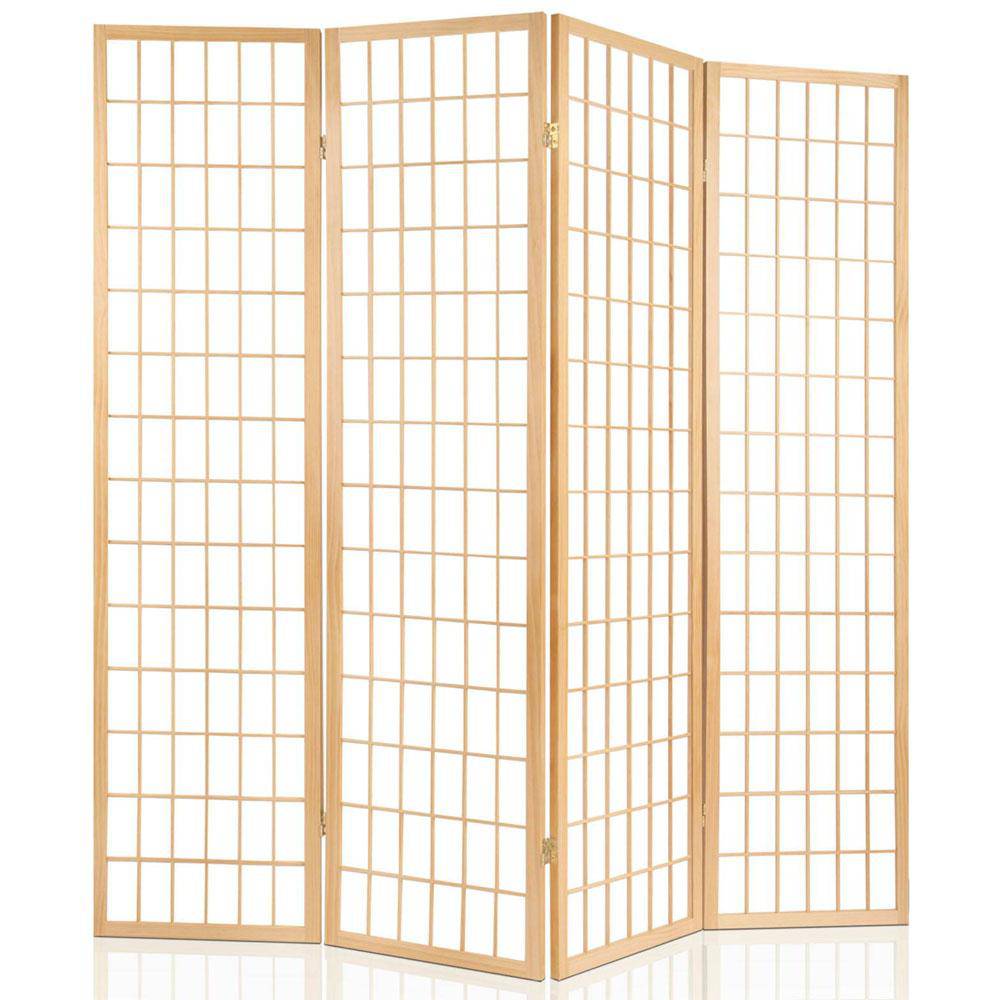 Artiss 6 Panel Room Divider Privacy Screen Foldable Pine Wood Stand Natural - Newstart Furniture