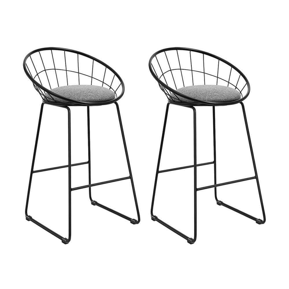 Artiss Set of 2 Bar Stools Steel Fabric - Grey and Black - Newstart Furniture