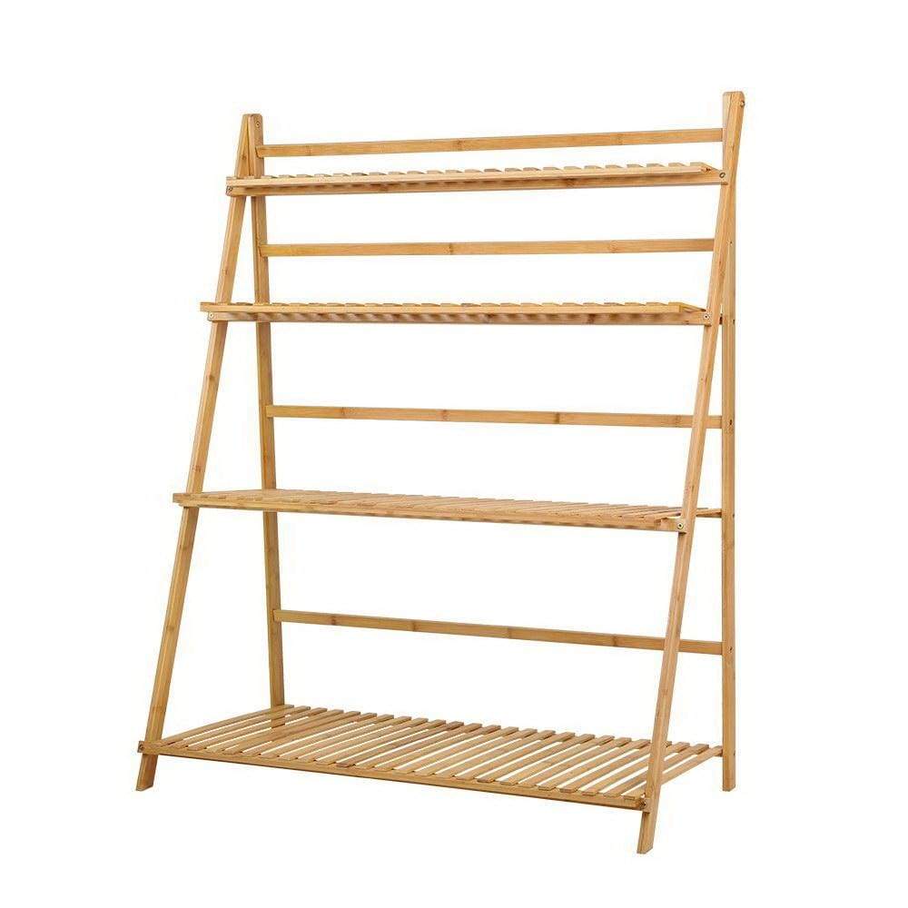 Artiss Bamboo Wooden Ladder Shelf Plant Stand Foldable - Newstart Furniture