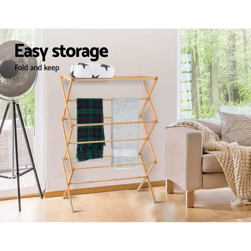 Artiss Clothes Rack Airer Foldable Bamboo Drying Laundry Dryer Garment Hanger - Newstart Furniture