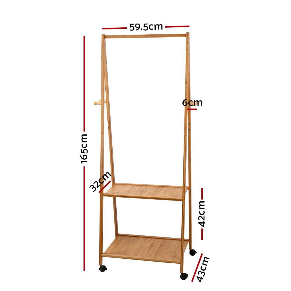 Artiss Bamboo Hanger Stand Wooden Clothes Rack Display Shelf - Newstart Furniture