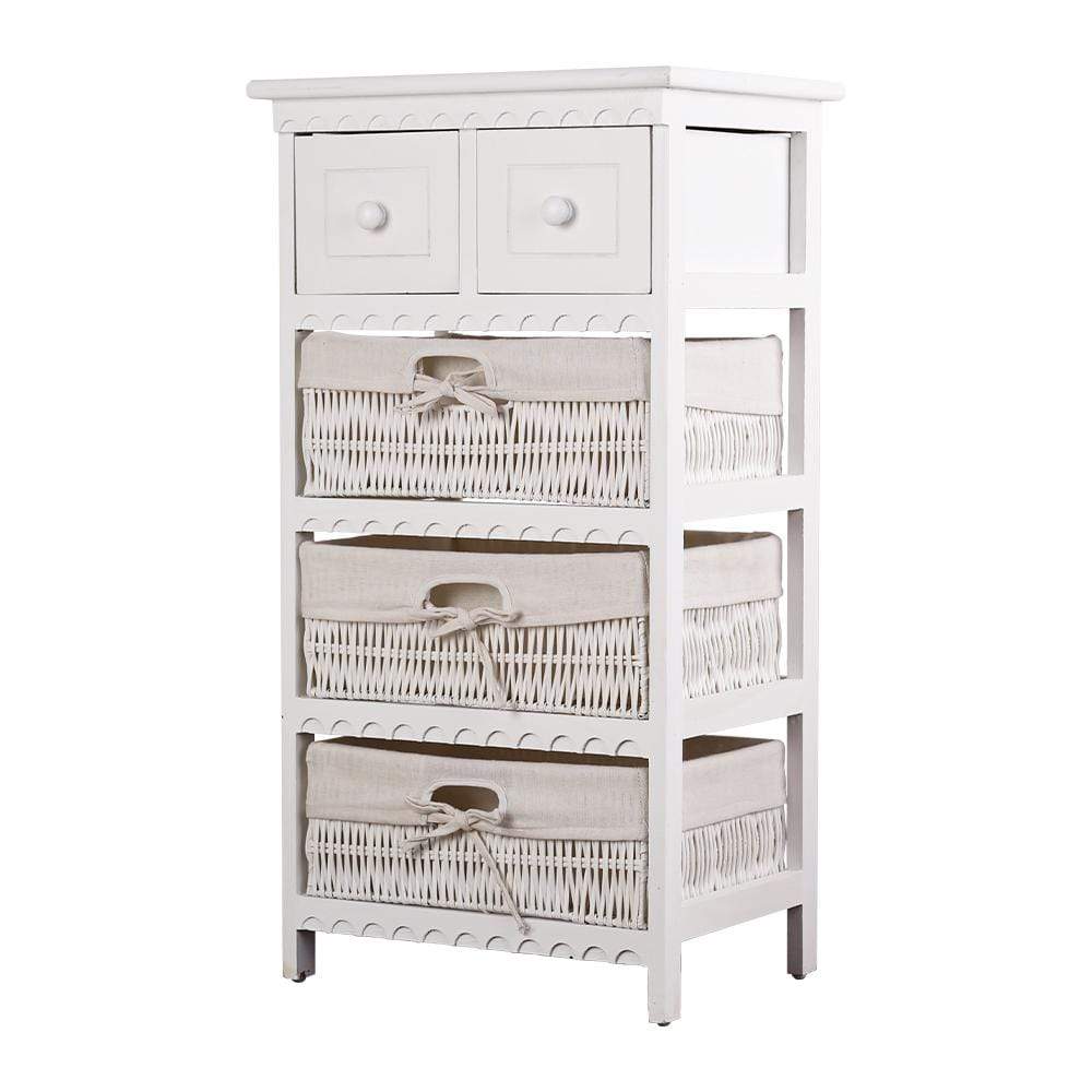 Artiss 3 Basket Storage Drawers - White - Newstart Furniture