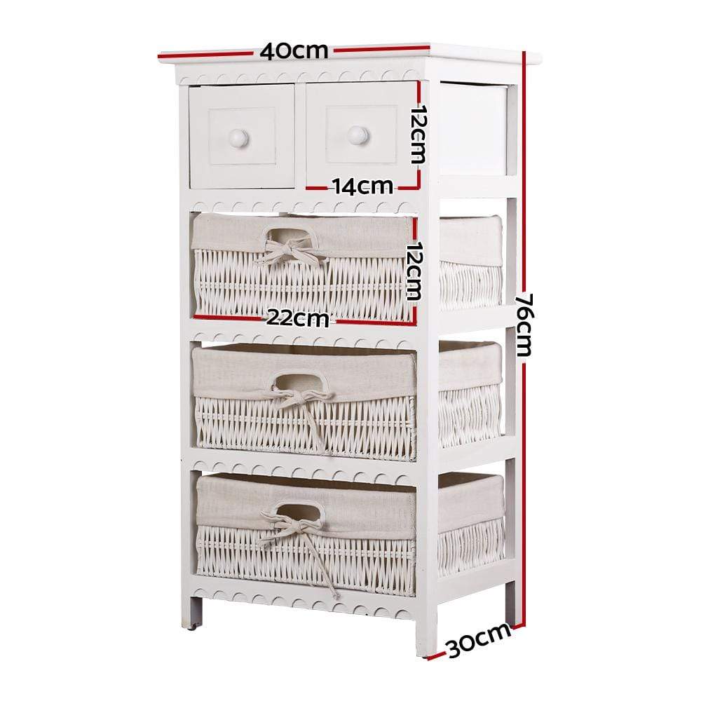 Artiss 3 Basket Storage Drawers - White - Newstart Furniture
