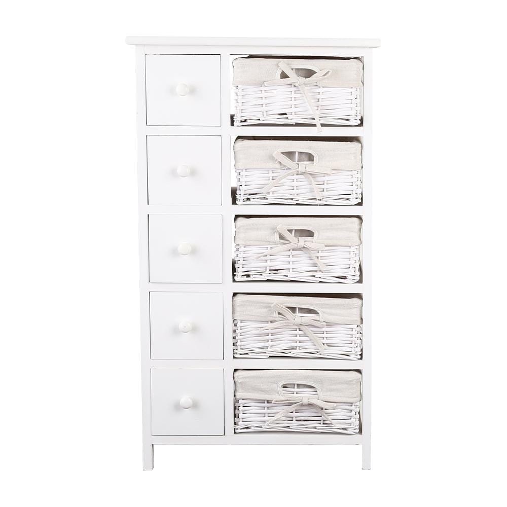 Artiss 5 Basket Storage Drawers - White - Newstart Furniture