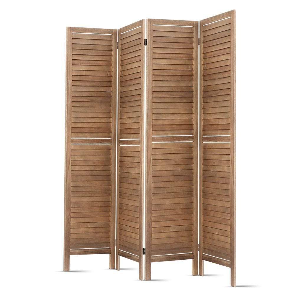 Artiss Room Divider Privacy Screen Foldable Partition Stand 4 Panel Brown - Newstart Furniture
