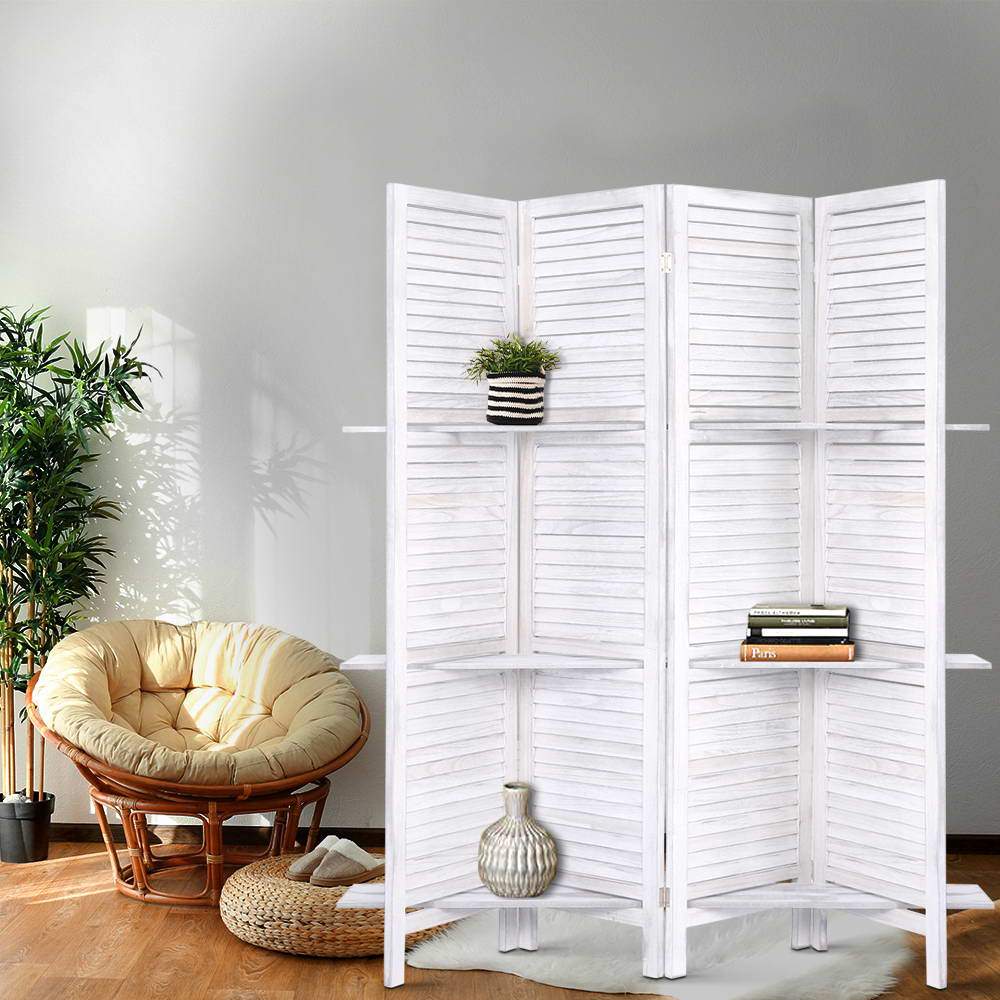Artiss Room Divider Privacy Screen Foldable Partition Stand 4 Panel White - Newstart Furniture