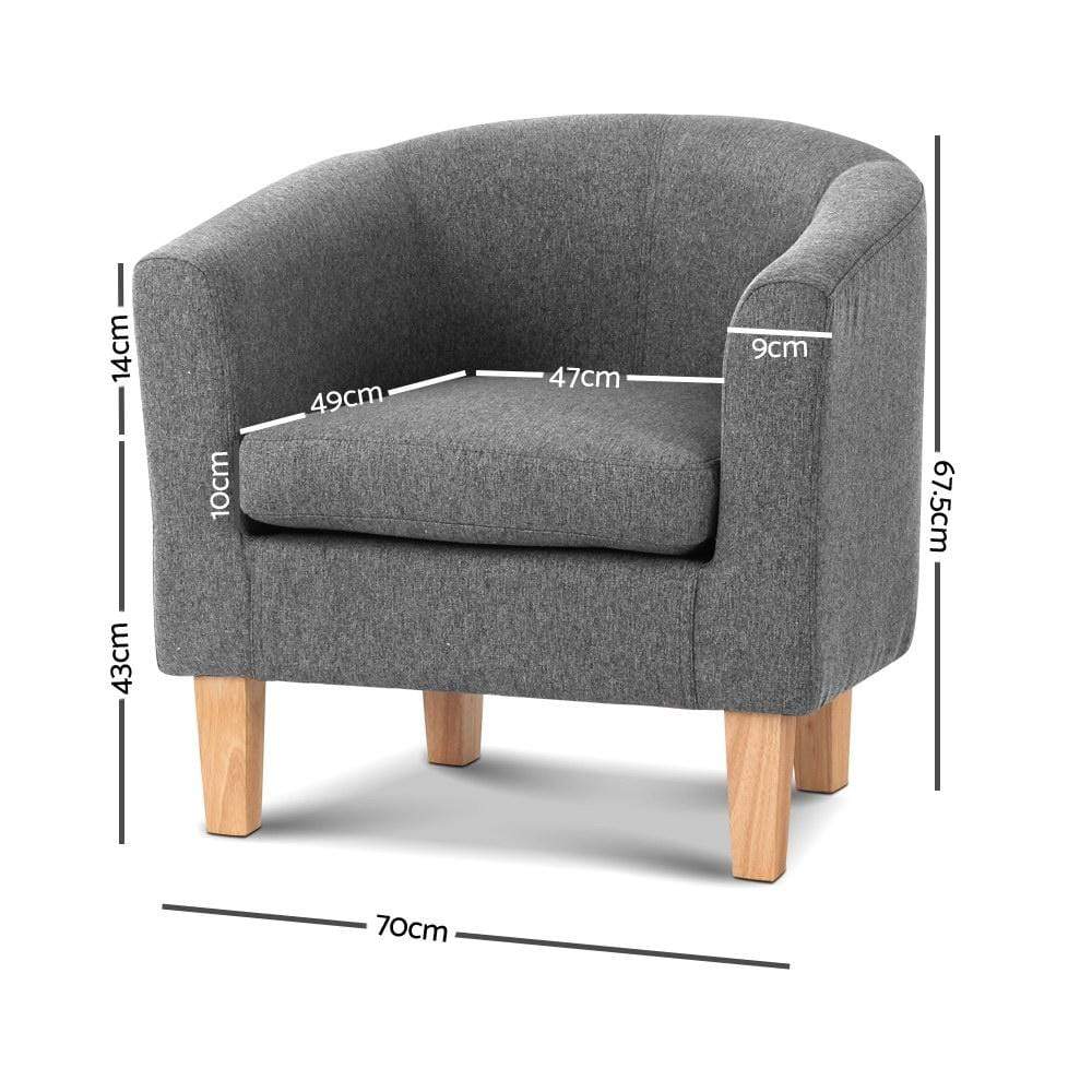 Artiss Abby Fabric Armchair - Grey - Newstart Furniture