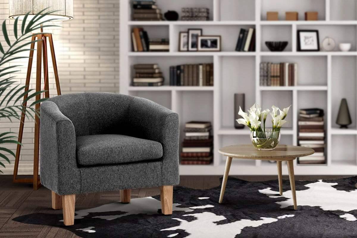 Artiss Abby Fabric Armchair - Grey - Newstart Furniture