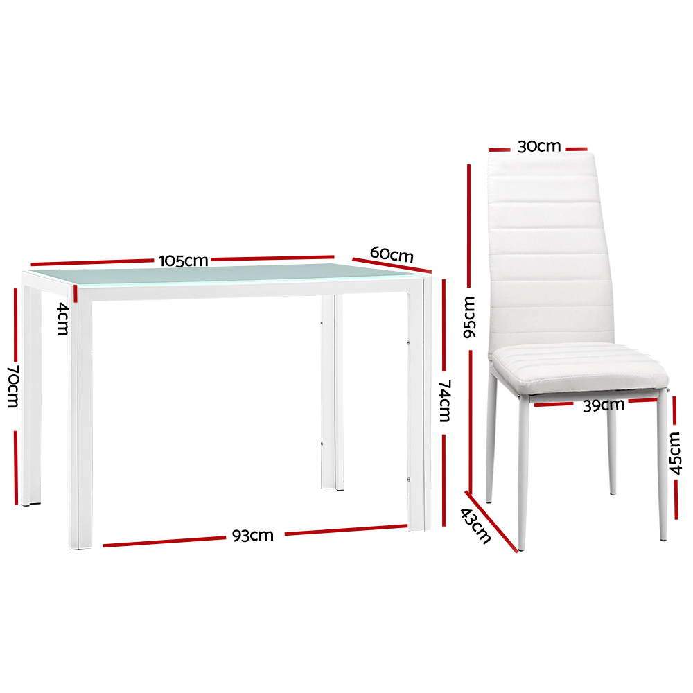 Artiss 5 Piece Dining Table Set - White - Newstart Furniture