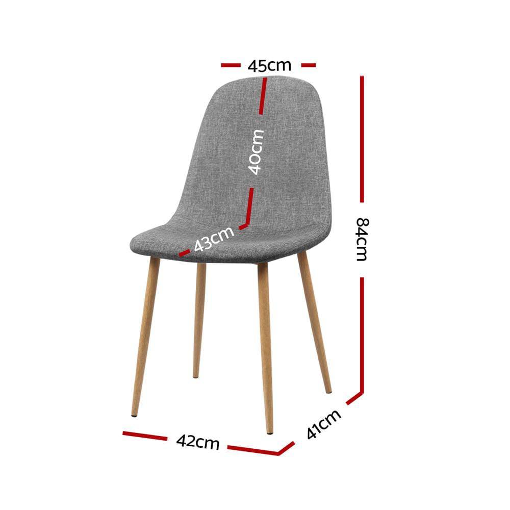 Artiss Set of 4 Adamas Fabric Dining Chairs - Light Grey - Newstart Furniture
