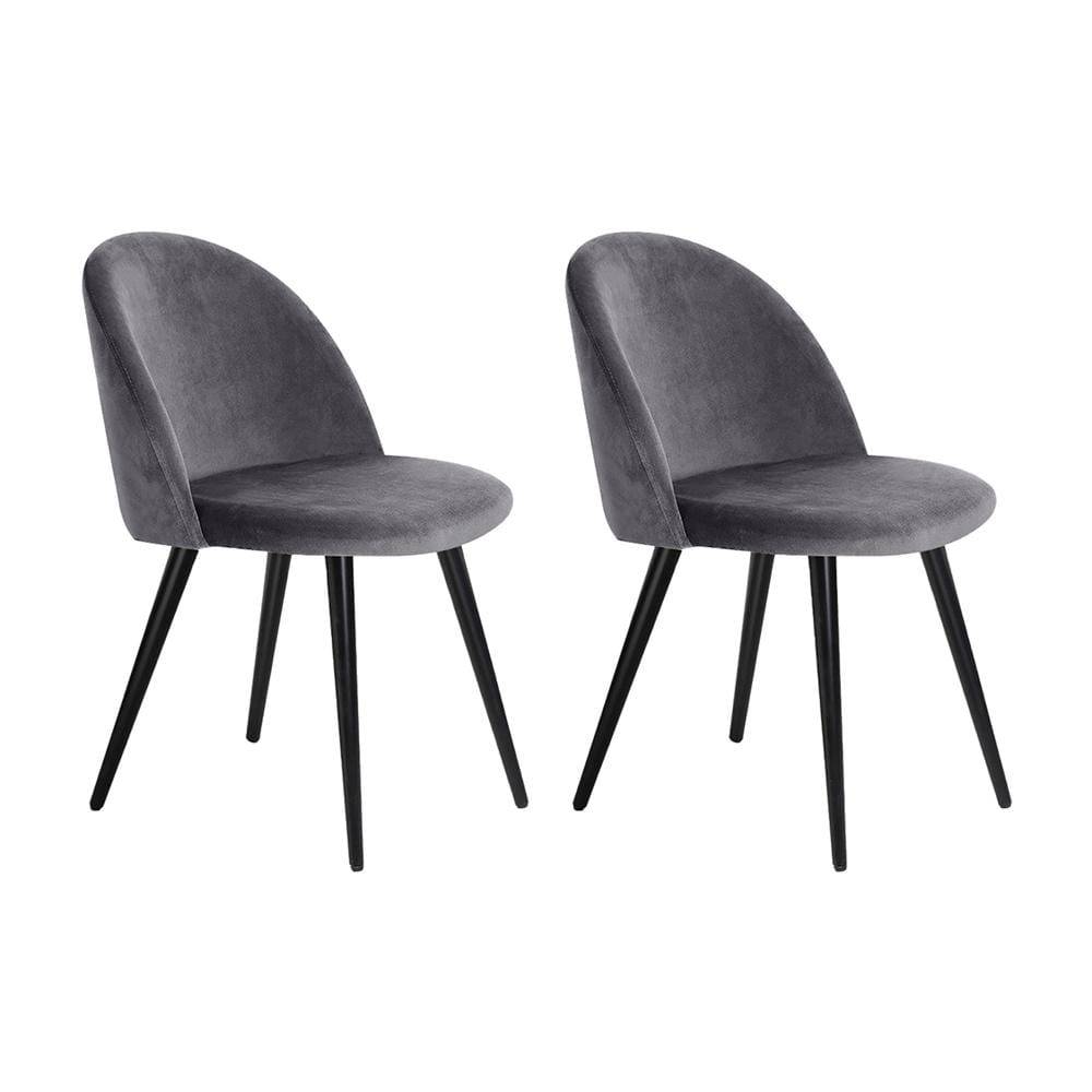 Artiss Set of 2 Velvet Modern Dining Chair - Dark Grey - Newstart Furniture