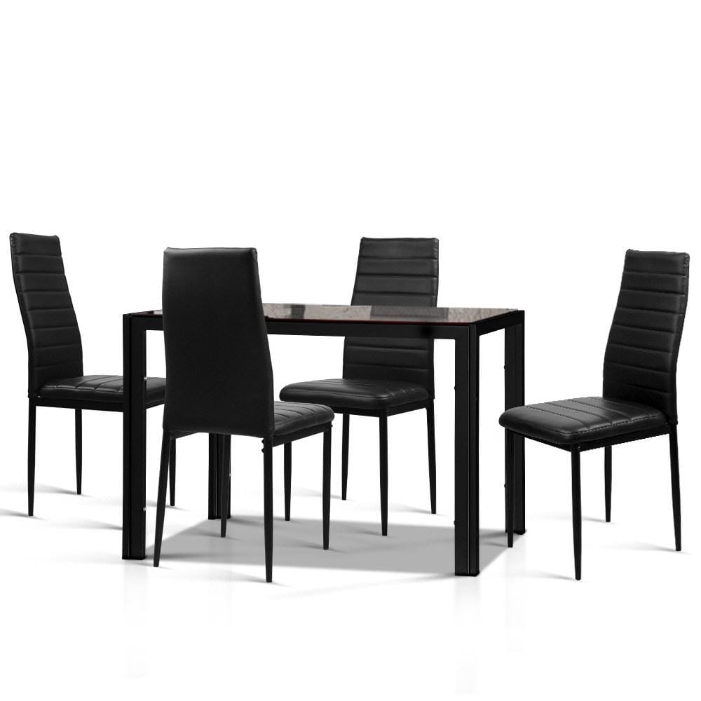 Artiss Astra 5-Piece Dining Table and Chairs Sets - Black - Newstart Furniture