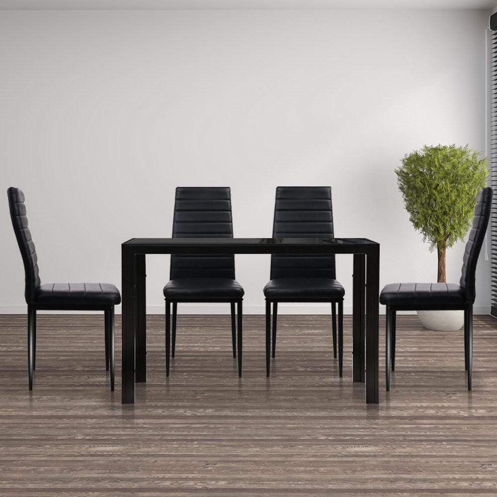 Artiss Astra 5-Piece Dining Table and Chairs Sets - Black - Newstart Furniture
