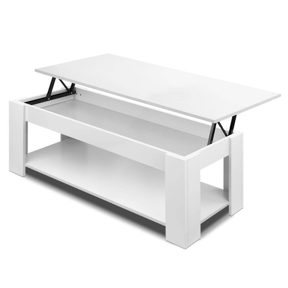 Artiss Lift Up Top Mechanical Coffee Table - White - Newstart Furniture