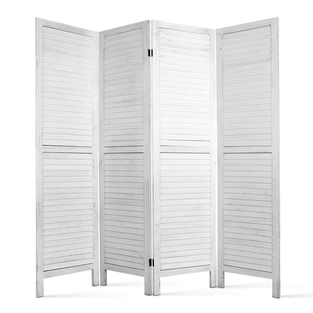 Artiss 4 Panel Foldable Wooden Room Divider - White - Newstart Furniture