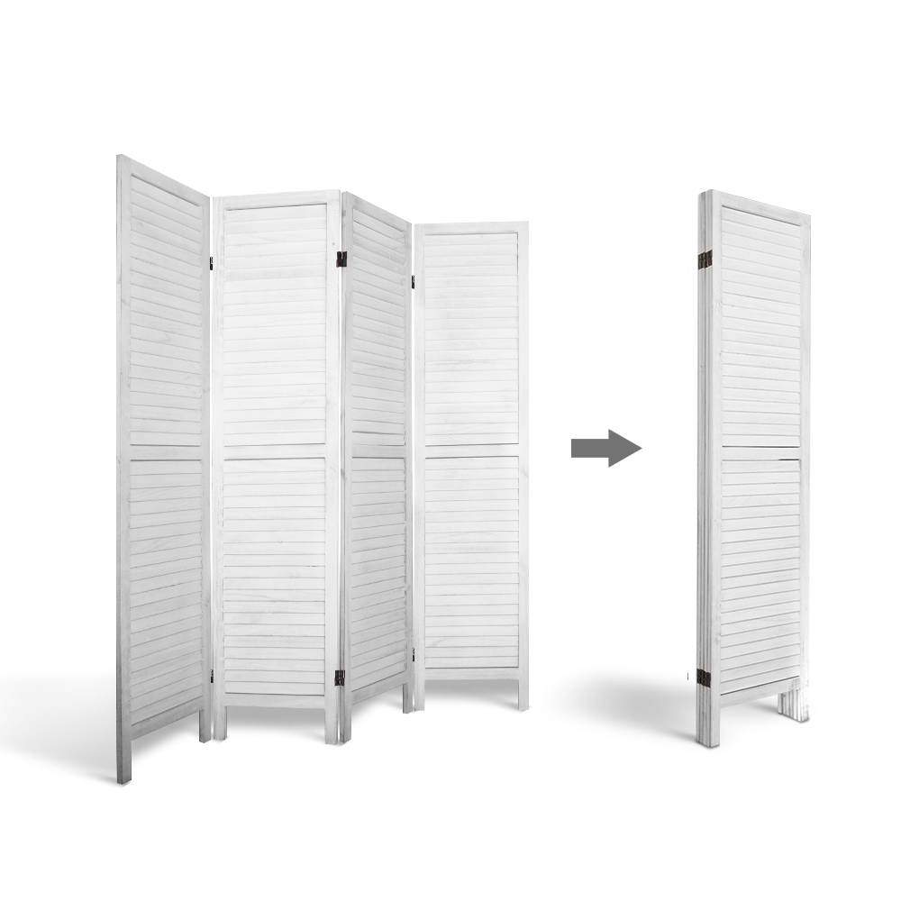 Artiss 4 Panel Foldable Wooden Room Divider - White - Newstart Furniture