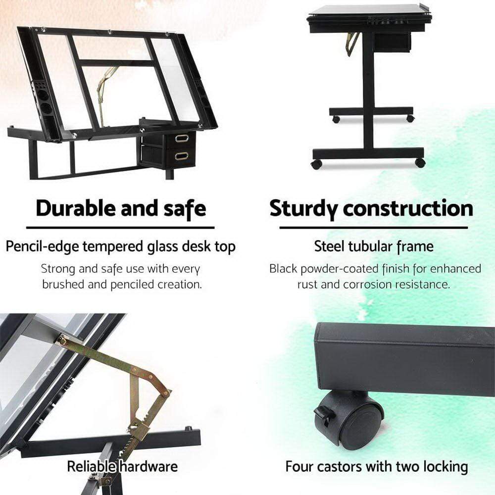 Artiss Adjustable Drawing Desk - Black and Grey - Newstart Furniture