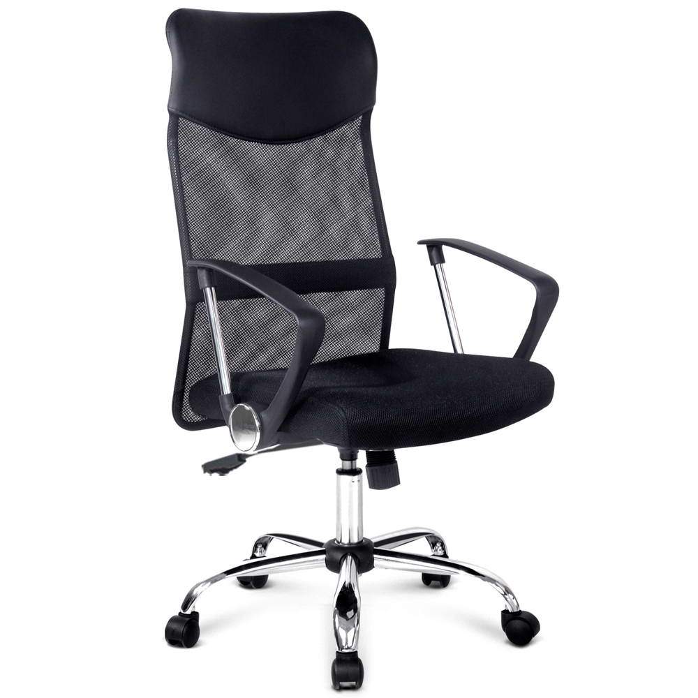 PU Leather Mesh High Back Office Chair - Black - Newstart Furniture