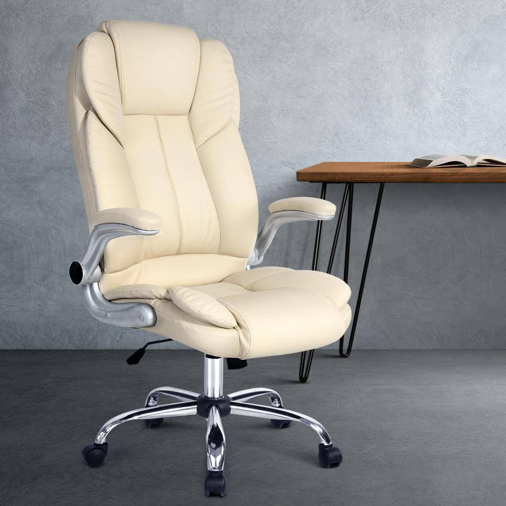 Artiss Kea Executive Office Chair Leather Beige - Newstart Furniture