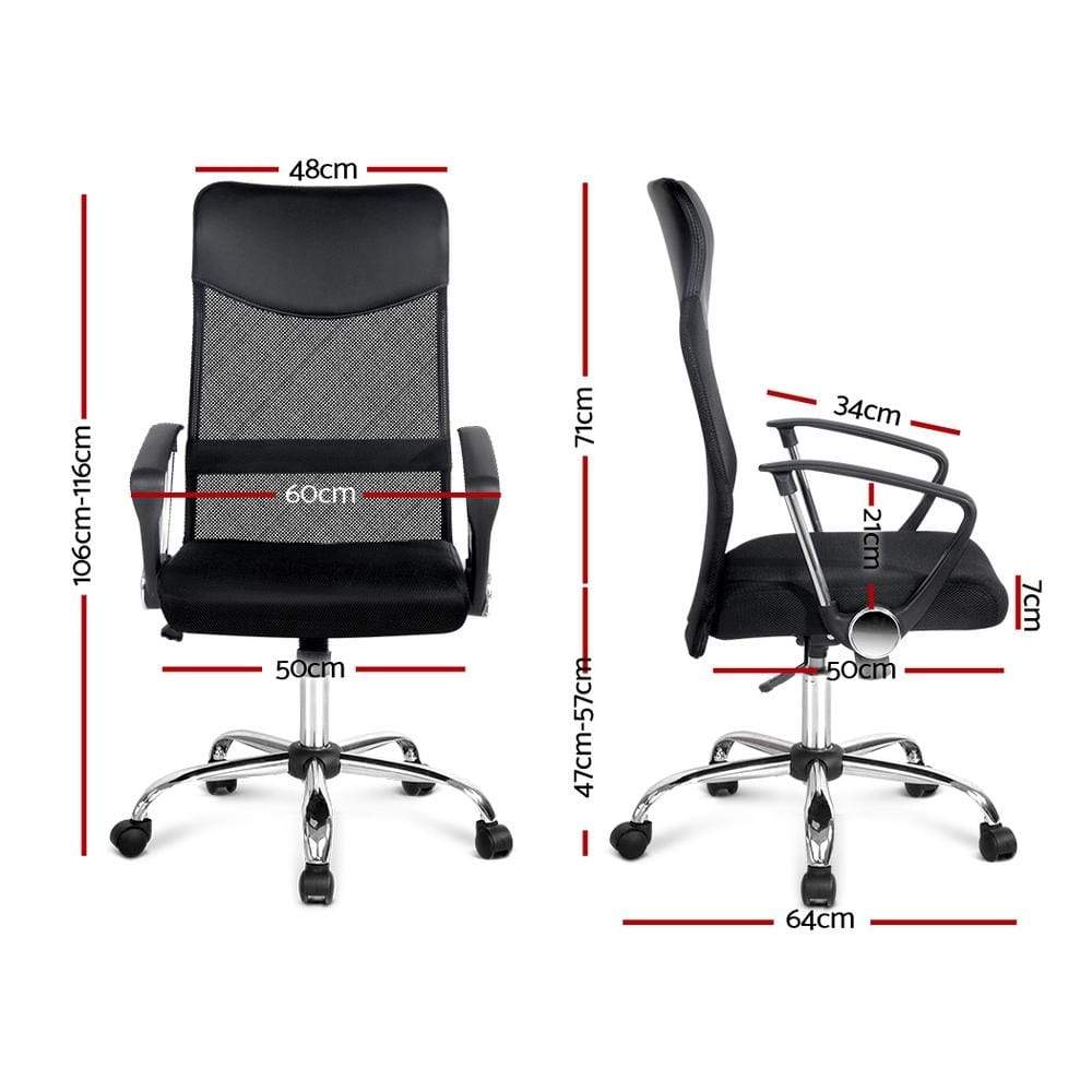 PU Leather Mesh High Back Office Chair - Black - Newstart Furniture