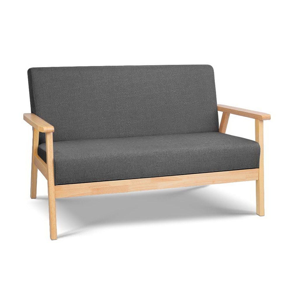 Artiss 2 Seater Fabric Sofa Chair - Grey - Newstart Furniture