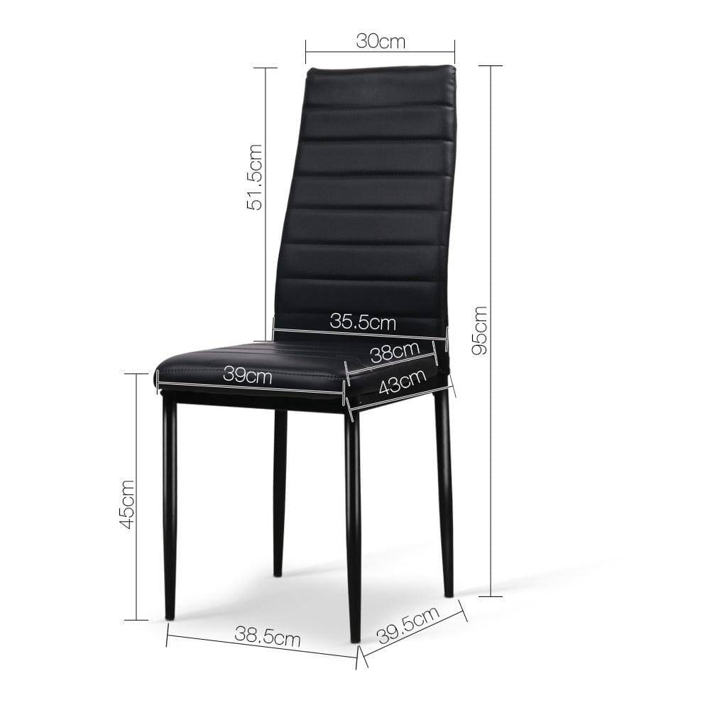 Artiss Set of 4 Dining Chairs PVC Leather - Black - Newstart Furniture